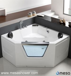 Corner steklo okno dve osebi Bath Whirlpool Masažna Tub
